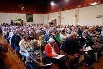 The packed hall at the recent meeting to discuss concerns about Birchington Medical Centre.