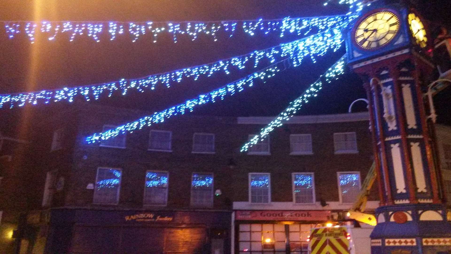 The town centre Christmas lights