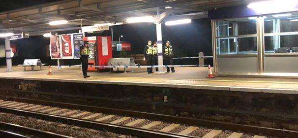 Police on the platform of Sittingbourne train station