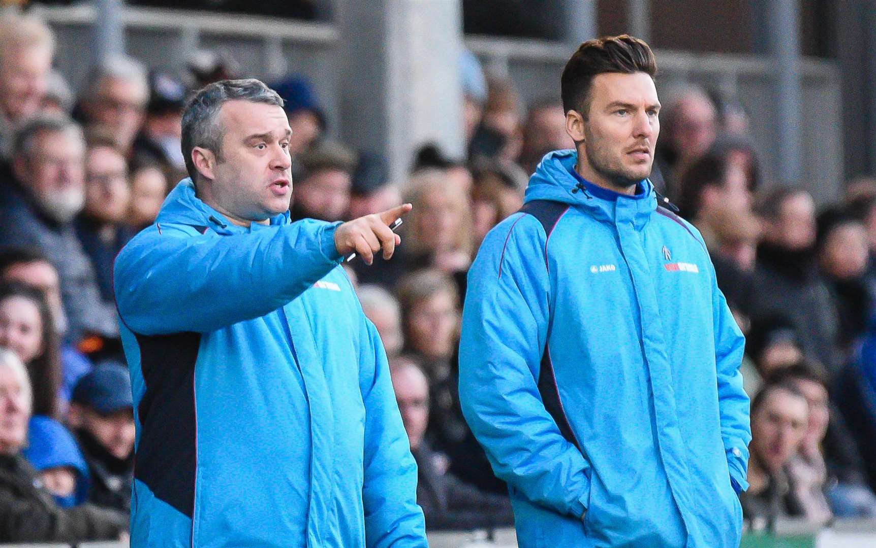 Joint-managers Adam Flanagan and Jamie Coyle are preparing for the visit of St Albans on Saturday Picture: Alan Langley