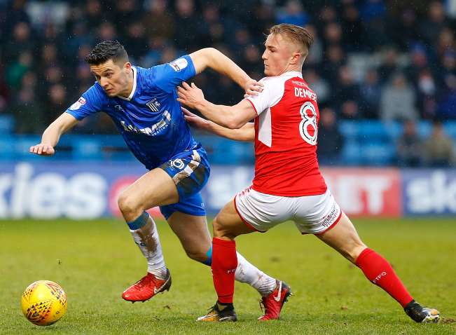 Gills' Callum Reilly on the attack against Fleetwood. Picture: Andy Jones
