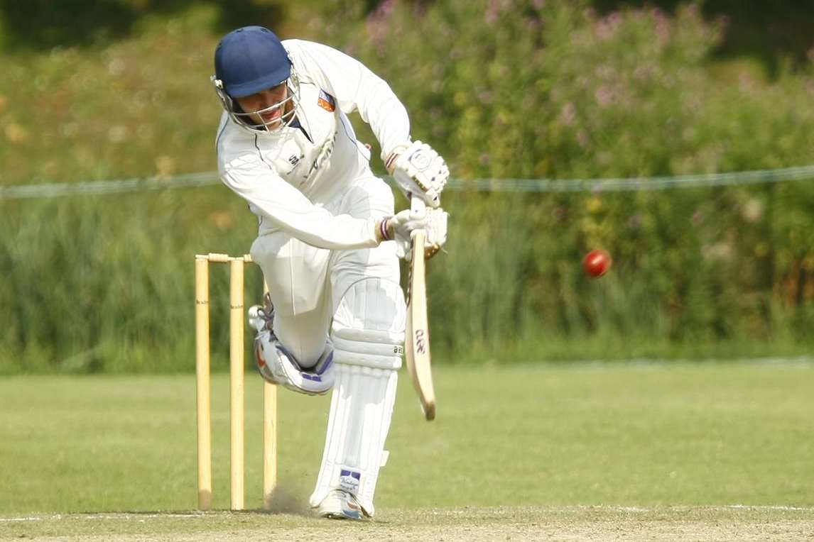 Sandwich's Ryan Davis hits out during his side's five-wicket Premier Division win over Beckenham