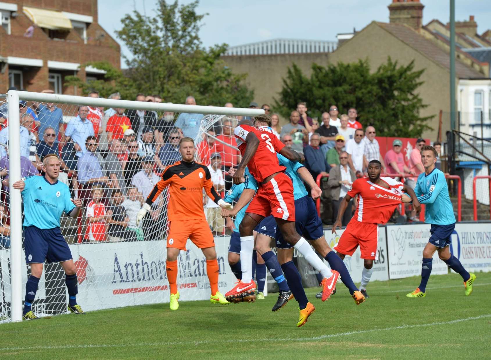 Welling put the AFC Telford defence under pressure. Picture: Keith Gillard