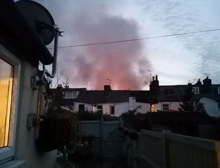 Smoke can be seen from several streets away in Albert Street. Picture: Laura Louise