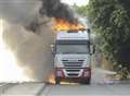 Oh beer! Lorry carrying beer goes up in flames on A2