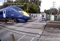 Biker's near miss with high-speed train