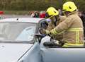 Fire crews free man trapped after crash
