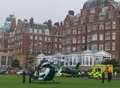 Air ambulance lands after woman injures back and neck