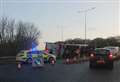 Overturned truck causing chaos on M20