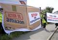 Union stages protest at Amazon warehouse