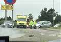 Man injured in crash at roundabout