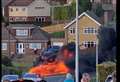 Car bursts into flames after crashing into wall