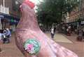 Campaigners bring huge inflatable chicken to town centre
