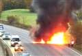 Van fire halts traffic on part of M25
