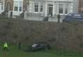 Car crashes into castle moat