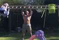 Ex-bodybuilder uses daughter's outdoor toys in home workout