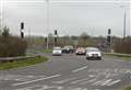 Traffic delays after crash at busy roundabout