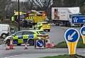 A-road shut after serious crash involving lorry and private ambulance