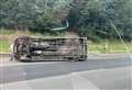 Van overturns in motorway crash 
