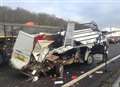 M25 lanes remain shut after van and lorry crash