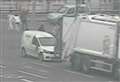 Van and bin lorry crash on one-way system