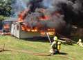 Crews tackle inferno at portable buildings