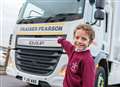 Winner Fraiser has his name on front of lorry