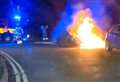 BMW bursts into flames in front of unsuspecting motorist