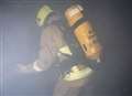 Crews tackle caravan fire