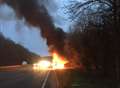 BMW engulfed in flames on A249 