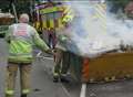 Motorists spot lorry skip on fire on motorway