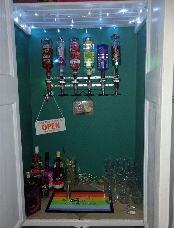 Jenny Gates from Sittingbourne made a 'gin and cocktail bar cupboard'