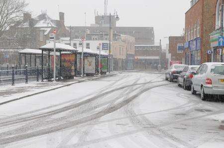 Snow in Dartford town centre in Janaury 2013