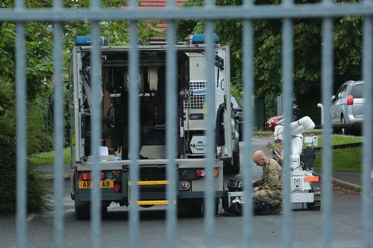A bomb disposal team at South Park in Maidstone. Picture: Martin Apps