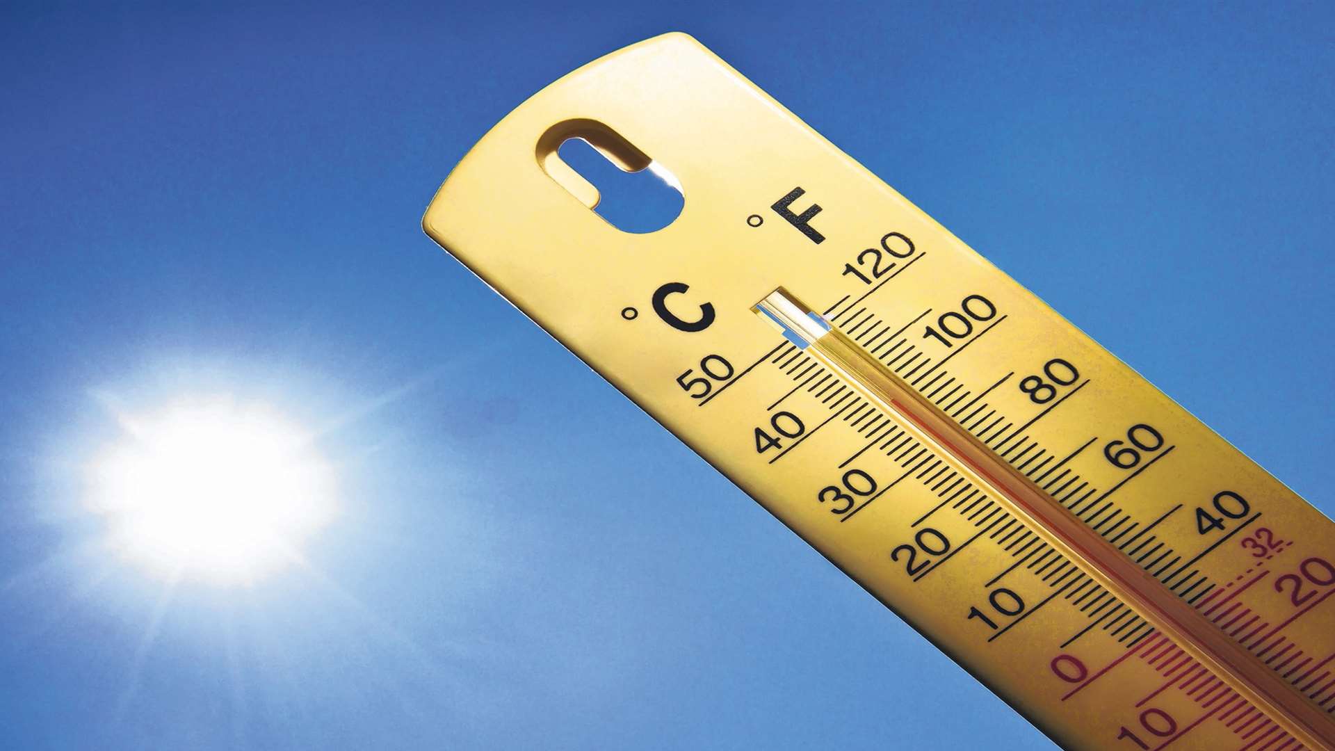 Temperatures of nearly 34 degrees were recorded yesterday