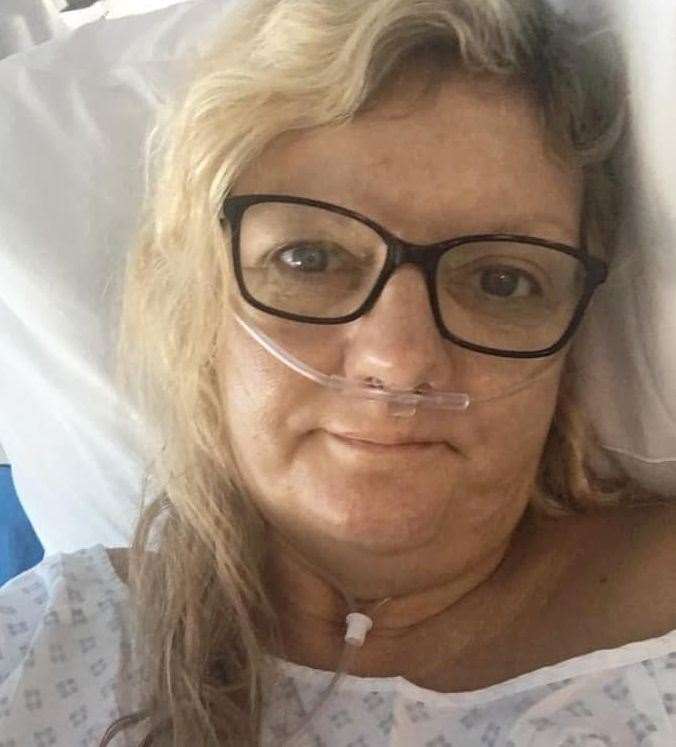 Julie Humphrey in hospital. Picture: SWNS