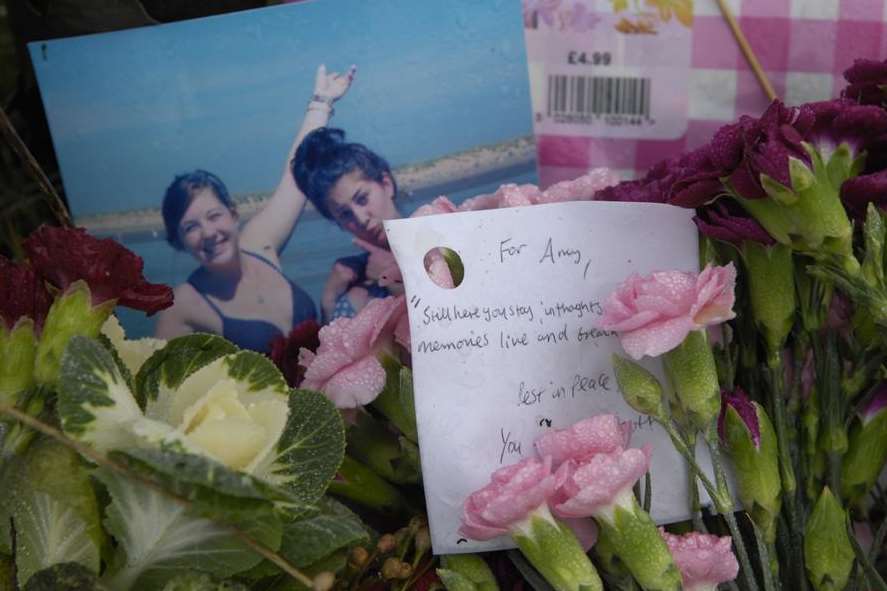Tributes left at the scene of the fatal crash on the A20 near Charing