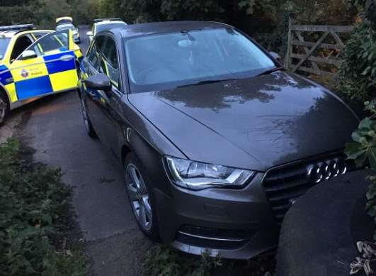 End of the road: The Audi car caught by cops at the end of Warden Road. Picture: Kent Police