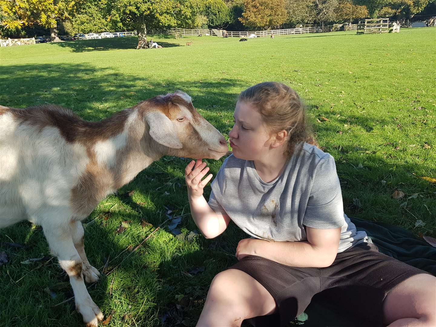 Frankie the Goat with her guardian Stephanie Baker, aged 16