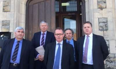 Solicitors gather outside Maidstone Magistrates' Court in protest against government plans. Picture: Gullands.