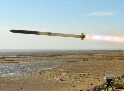 Fire: Missile under test at Shoeburyness. Picture QinetiQ