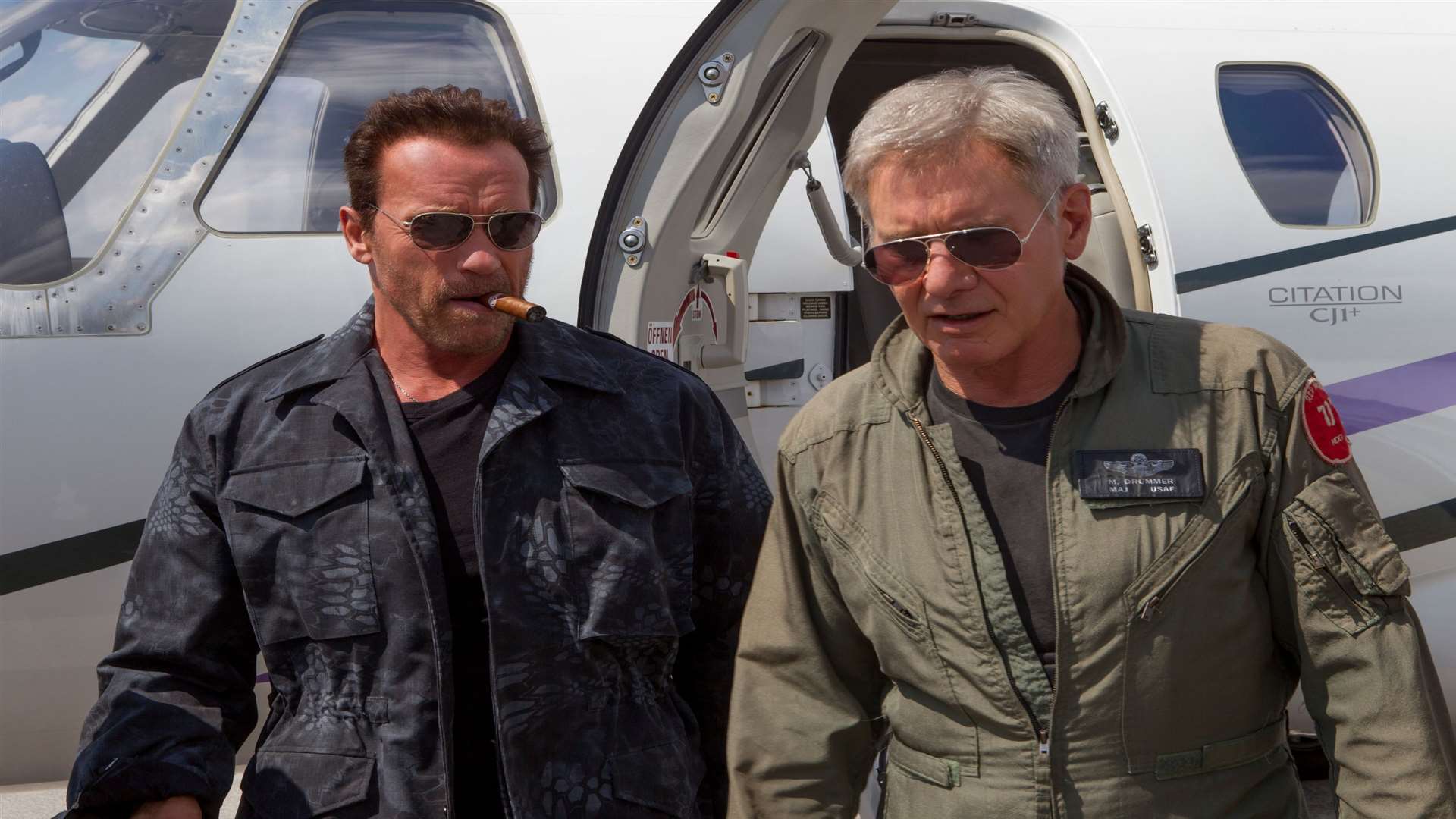 Arnold Schwarzenegger and Harrison Ford, in The Expendables 3. Picture: PA Photo/Lionsgate