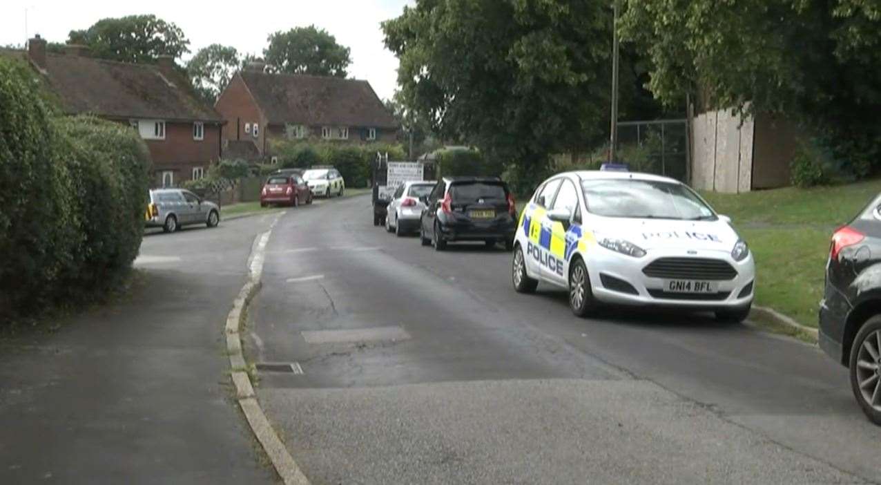Police remained in Lurkins Rise, Goudhurst on Tuesday following a gang attack on Monday (14894812)