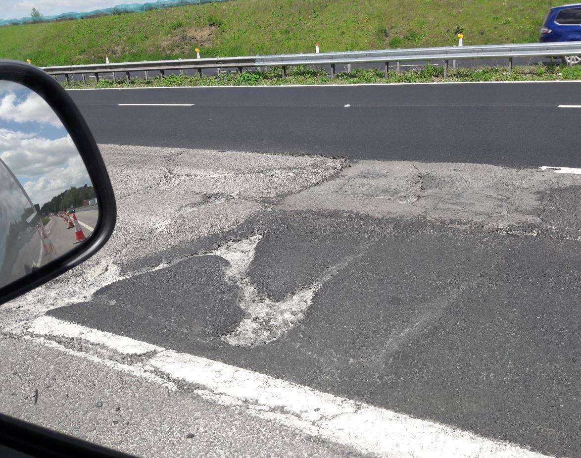 Highways England is carrying out emergency repairs on the M20. Picture: Highways England