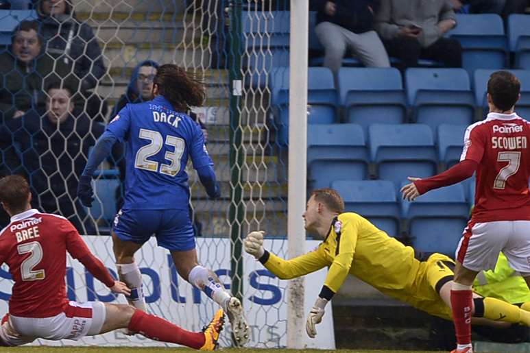 Bradley Dack scores the winner on Saturday - his 15th goal of the season Picture: Barry Goodwin