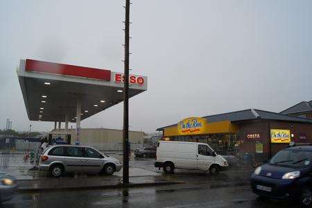 The Esso petrol station in Sturry Road where armed police arrested a man