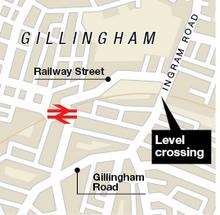 Level crossing at Gillingham.