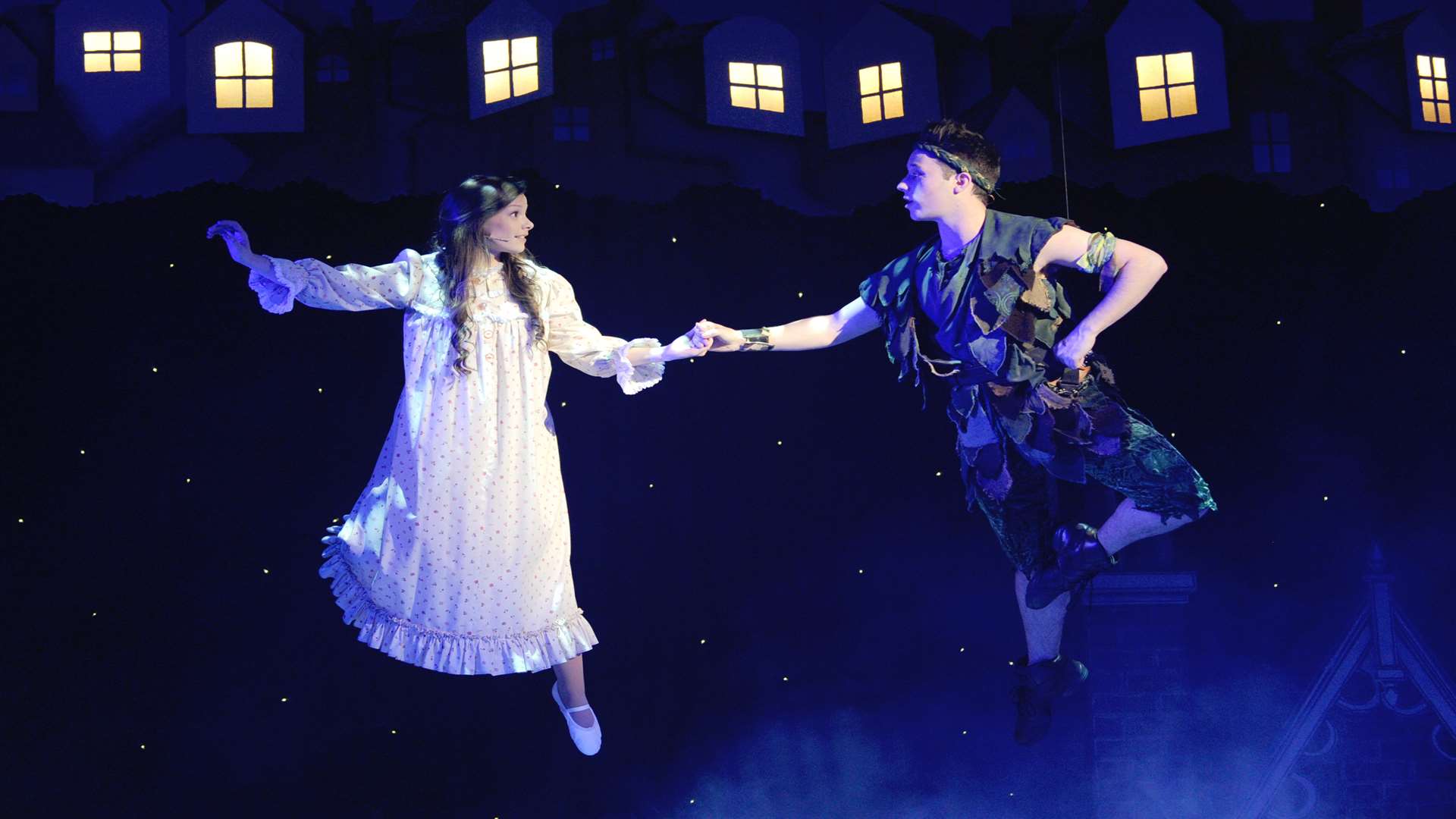 Beth Cooper-Roberts as Wendy and Andy Owens as Peter Pan. Picture: Simon Hildrew