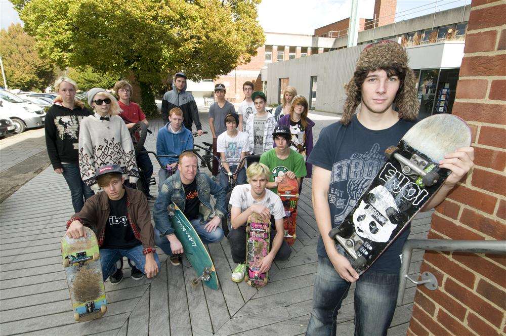 Jordan Rogers with fellow Sittingbourne skaters