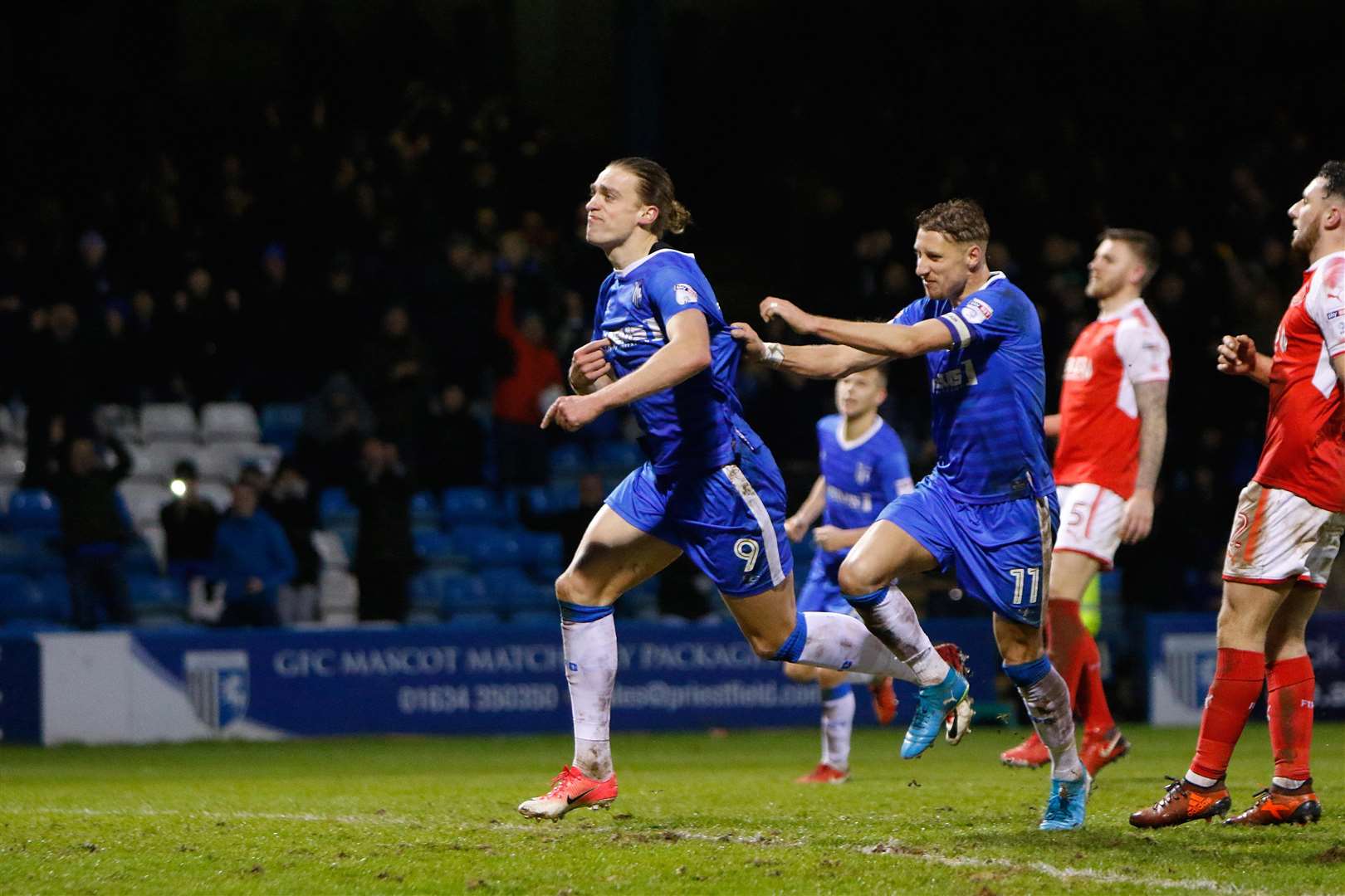 Tom Eaves celebrates a goal against Fleetwood Picture: Andy Jones